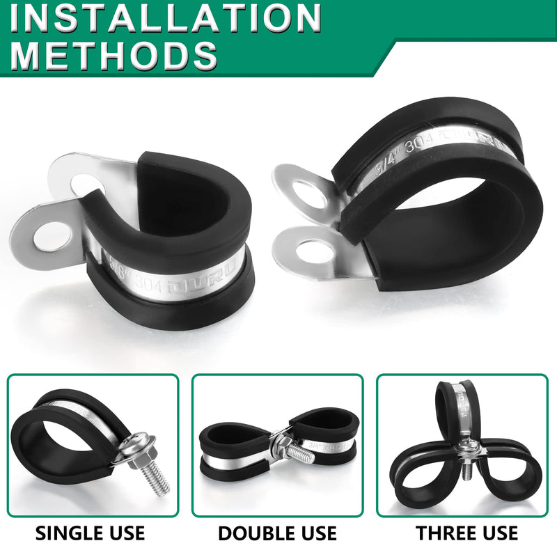 OURU 100PCS Cable Clamps 1/8 Inch 304 Stainless Steel Cable Clamps Rubber Coated Cushioned Insulated Cable Clamp,Automotive Wire Clamps,Pipe Clamps,Metal Clamp for Tube,Wire Cord Installation(3mm) 100 PCS - 1/8 Inch
