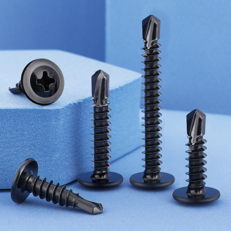 [Australia - AusPower] - 140Pcs #10 x 3/4" Self Drilling Screws for Metal,410 Stainless Steel Black Zinc Plated,Self Tapping Sheet Metal TEK Screws,Modified Truss Head #10 x 3/4 inch Black Modified Truss Head 
