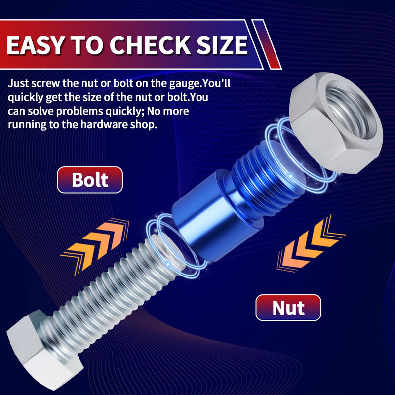 [Australia - AusPower] - FANOVO Thread Size Checker, 23 Inch & 21 Metric Bolt and Nut Identifier Gauge Kit, Threaded Measurin Inspector Finder Tester Box Set, for Size Checker of Bolts or Nuts in Narrow Areas Black 