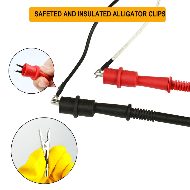 [Australia - AusPower] - ZIBOO KIT-15 Test Lead Set,for with Fluke Ideal Simpson,Digital Multimeter,Clamp Meter with Threaded Alligator Clips, 4mm Banana Test Lead Probe Clip Suitable Substitute Klein Tools 69410 ZIBOO KIT-15 