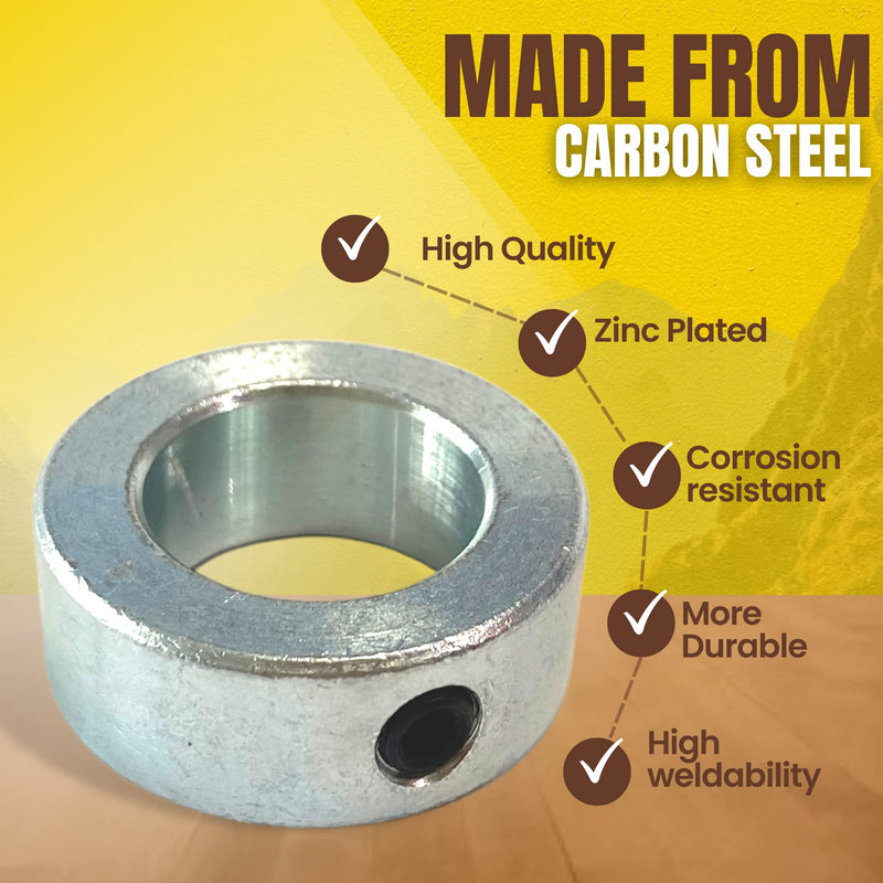 [Australia - AusPower] - (4-Pack) 1 Bore Solid Steel Shaft Collars with Zinc Plated Coating - Durable Shaft Collars Suitable for Machinery and Industrial Use 4 1" 