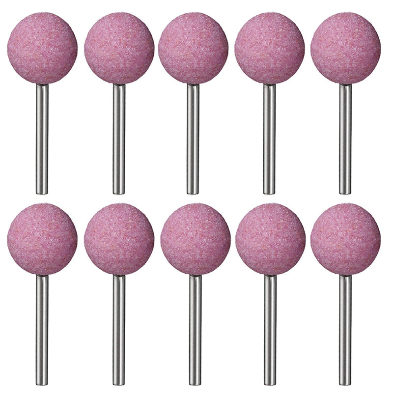 [Australia - AusPower] - 1/4 Inch Shank Ball Shaped Abrasive Mounted Stone Grinding Wheel Rotary Tools Deburring Polishing Head 6x20mm Pink（10Pcs） 
