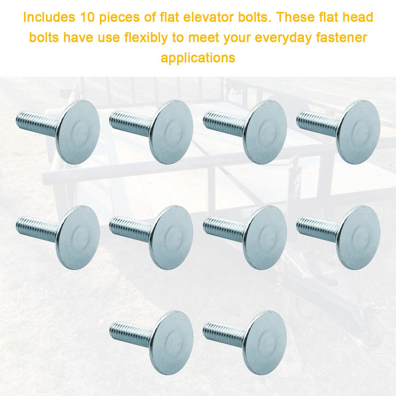 [Australia - AusPower] - 10 Pcs 014973239763 Elevator Bolts, 3/8-16 x 1-1/2 Flat Head Bolt, Zinc - Rust Resistant 