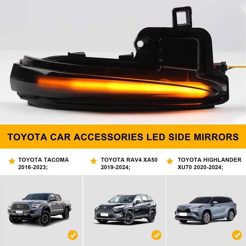 [Australia - AusPower] - [2pcs] Side Mirror Turn Signal Lights for Toyota Tacoma 2016-2023/2019-2024 RAV4, LED Sequential Dynamic Indicator Strip Lamps Replacement for 8174058010 