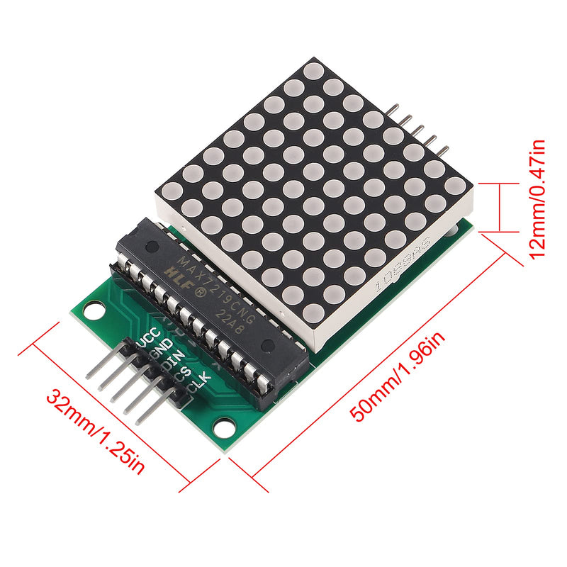 [Australia - AusPower] - 3PCS MAX7219 8x8 Dot Matrix Module LED Display Modules MCU LED Display Single-Chip Control Module DIY Kit with 5pin Wires 