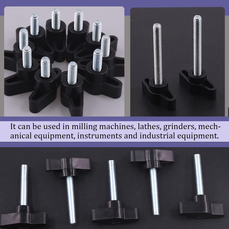[Australia - AusPower] - Swpeet 20Pcs M6 x 40mm Zinc Plated Thumb Screw Three Prong Clamping Black Tee Wing Plastic Knob Kit, Standard Coarse Thread Thumb Screw for Quick Remove Screws Clamping Screws 