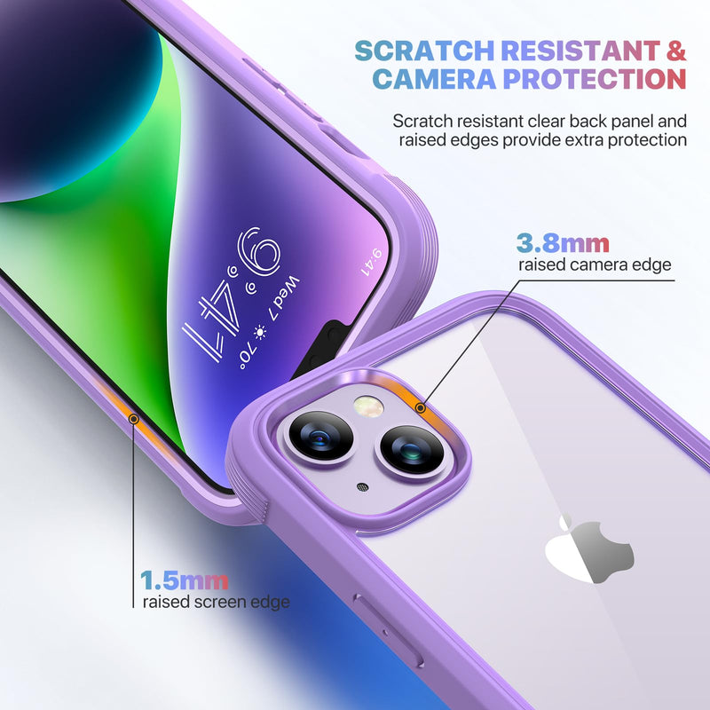[Australia - AusPower] - Diaclara Designed for iPhone 14 Case, Full Body Rugged Case with Built-in Touch Sensitive Anti-Scratch Screen Protector, with Camera Lens Protector for iPhone 14 6.1" (Peri Purple) iPhone 14 6.1'' Peri Purple 