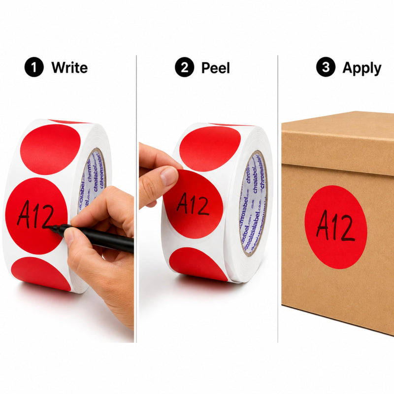 ChromaLabel 3 Inch Red Dot Stickers, Round Color Coding Labels, Large Circle Stickers for Inventory, Warehouse, Retail, Classroom, Office and Storage, Permanent Adhesive, 500 Labels per Roll 3"