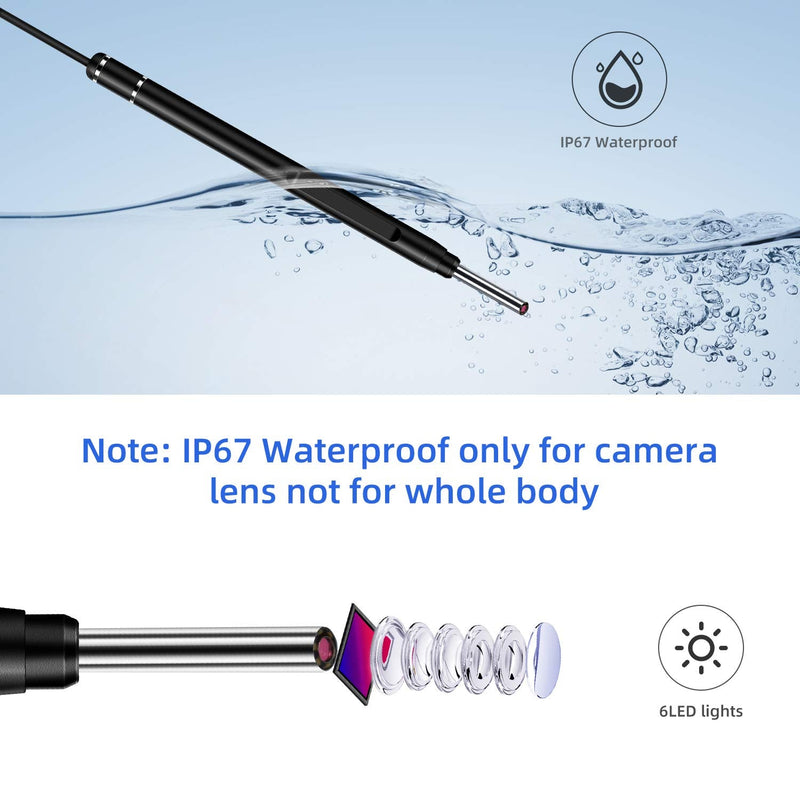 [Australia - AusPower] - Jiusion 3.9mm Ultra-Thin Portable USB Digital Otoscope Camera with Carrying Case, HD 720P 6 LED Visual Ear Scope with 3 Hats 2 Silicone Caps 8 Earwax Spoons for Android Windows Mac NOT for iPhone iPad 