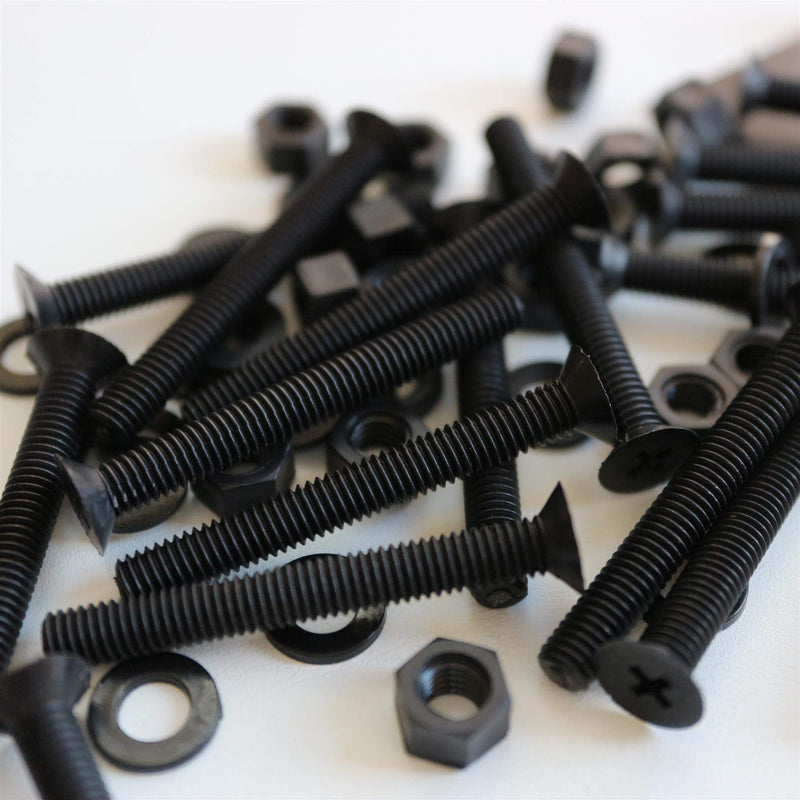 [Australia - AusPower] - 20 x Black Countersunk Screws Polypropylene (PP) Plastic Nuts and Bolts, Washers, M5 x 40mm, Anti-Corrosion, Chemical Resistant, (13/64 x 1 37/64 in) 