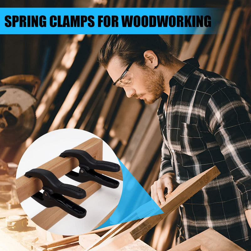 [Australia - AusPower] - Spring Clamps 30 Pack,3.5 inch Plastic Small Spring Clips,Clamps Heavy Duty for crafts,Mini Clamps for Woodworking and Backdrop Clips Clamps for Photography Studios(Black) 3.5"/30-Pack 