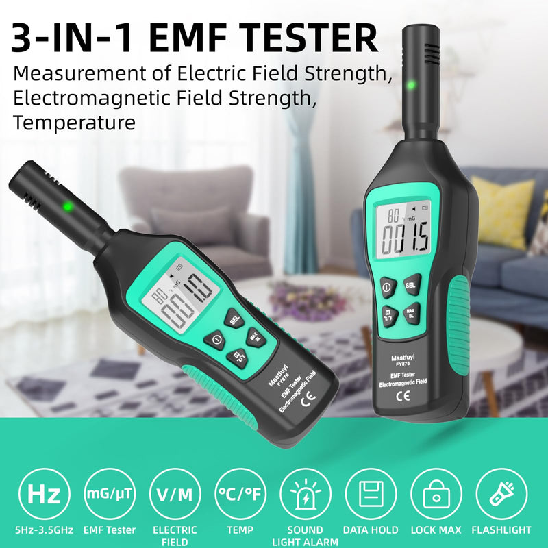 [Australia - AusPower] - EMF Meters, Digital LCD EMF Detector, EMF Tester for Ghost Hunting, Electromagnetic Radiation Detector, Home, Office, Outdoor, Indicator Lights, Acoustic Alarm [ FY876 ] 