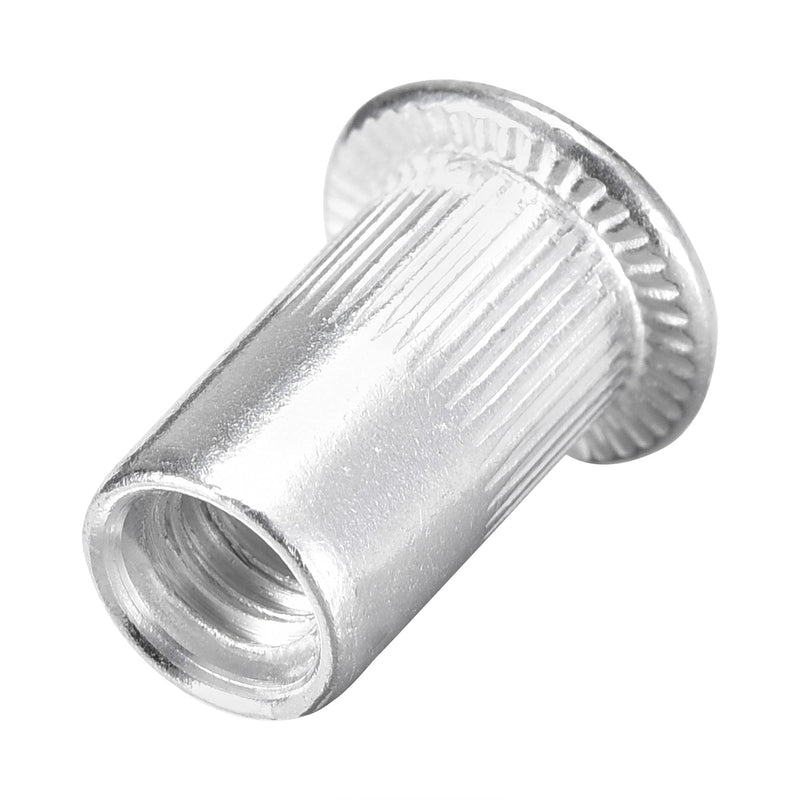 [Australia - AusPower] - uxcell #10-24 Rivet Nuts Aluminium Alloy Knurled Flat Head Threaded Insert Nut Silver 50pcs 