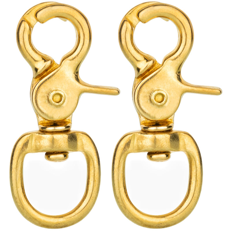 [Australia - AusPower] - Quality Solid Brass 2-3/4" Trigger Snap Hooks 5/8" Swivel Round Eye Scissor Snap Clips Heavy Duty for Pet Leashes, Purse Straps and Belting Leathercraft (Pack of 2) 