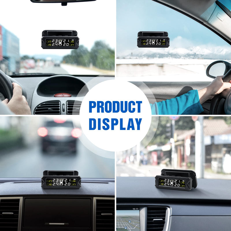 [Australia - AusPower] - TPMS Tire Pressure Monitoring System Solar Wireless TPMS Sensor Kit Angle Adjustable Solar Powered 14-87PSI Real Time Detect IP68 Waterproof for RV, Camper, Travel Trailer and Trailer 