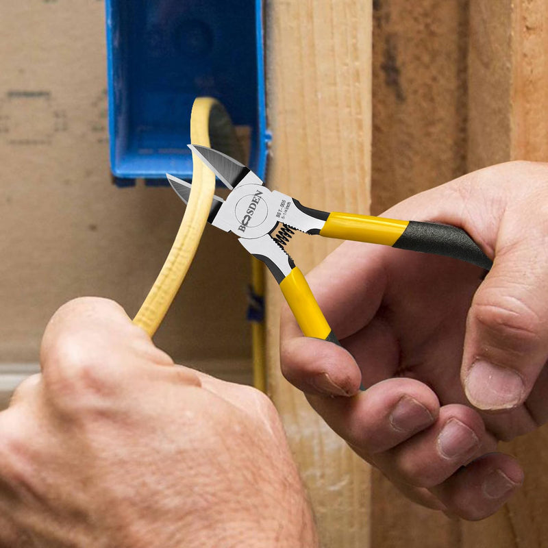 BOOSDEN 5" Wire Cutters, 5 Pack, Precision Cutting Pliers, Ultra Sharp Wire Snips Wire Clippers, Spring Loaded Flush Cutter, Diagonal Cutting Pliers for Jewelry Making Crafting, Wire Cutters Set 5"- 5 Pack
