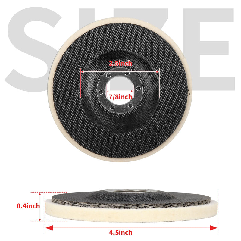 4 1/2 Inch Round Wool Felt Polishing Disc Wheel Pad, Angle Grinder Buffing Polishing Buffer for Metal Wood Car Auto Body, 5 Pack 5 x Wool Flat
