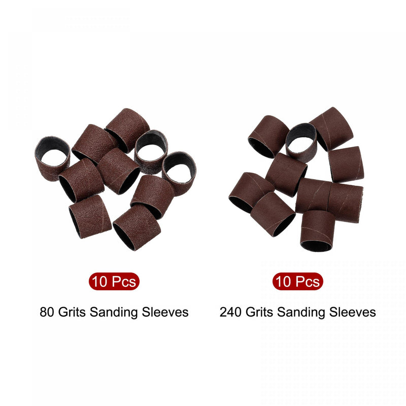 [Australia - AusPower] - uxcell 1 Inch x 1 Inch Sanding Sleeves 80 Grits 240 Grits Sandpaper Band Drums 20 Pcs 