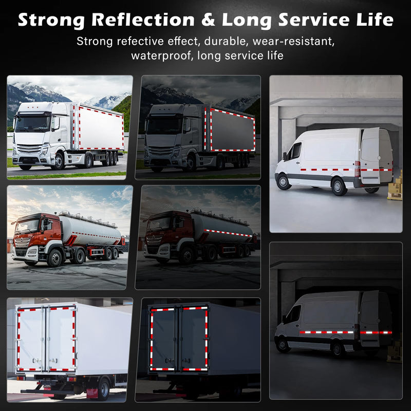 Reflective Tape, 2" × 12" Red & Silver High Intensity Self Adhesive Waterproof Trailer Outdoor Safety Caution Reflector for Cars, Trucks, Trailers, Boats, Road Signs (100) 100