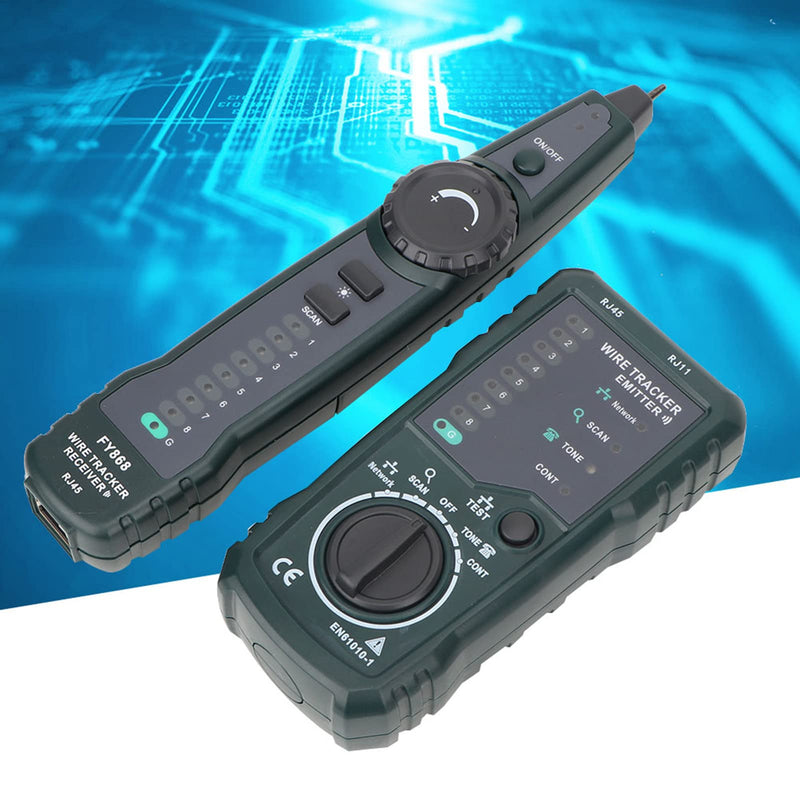[Australia - AusPower] - FY868 Cable Tester, Wire Tracker Kit for Telecommunication, Wiring and Network Maintenance Engineers, RJ45 and RJ11 Compatible, Cable Sorting, Emitter and Receiver 