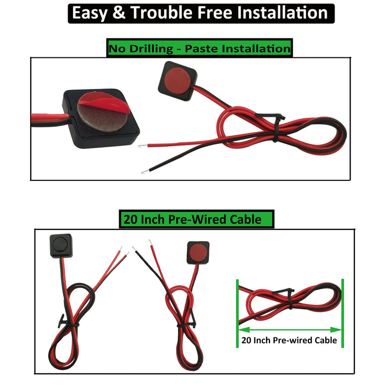 [Australia - AusPower] - Momentary Push Button Switch 12V 24V Small Momentary Switch, 20 Inch Prewired Surface Mount Momentary Pushbutton Switch with Cover, Double-sided Tape No Drilling Requried Momentary Switch - Mini05 