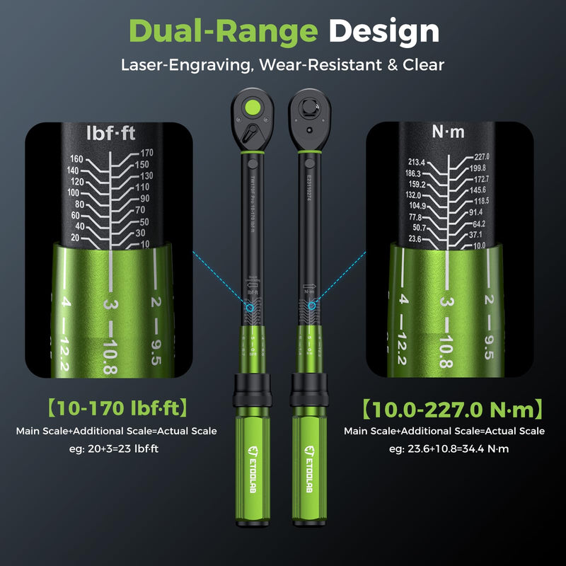 [Australia - AusPower] - 1/2 Drive Click Torque Wrench Dual-Range?10-170.0ft.lb/10-227Nm?±3% Precision Torque Wrench 1/2 Drive, 72 Tooth Dual-Direction Adjustable Torque Wrench for Bicycle, Moto, Car Maintenance 3 Pcs 1/2 Inch (10-170 ft.-lb.) 3 Pcs 