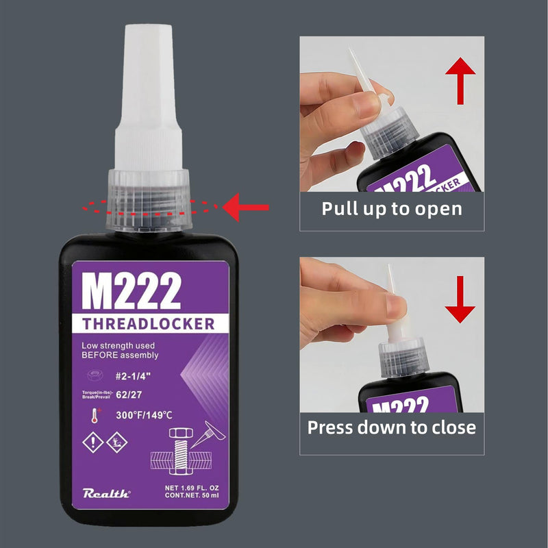 [Australia - AusPower] - Threadlocker M222 Purple 50ml Low Strength, Thread Locker for Bolt and Nuts Lock Tight, Thread Locking Glue for Metal Assembly and Easy Disassembly(M222) 
