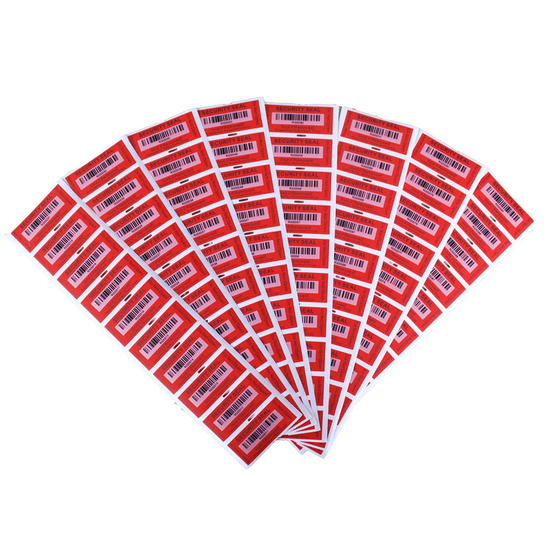 Bundled for 100pcs x 1" x 3.35" Red Security Void Labels & 100pcs x 25mm x 60mm Red Total Transfer Tamper Evident Labels