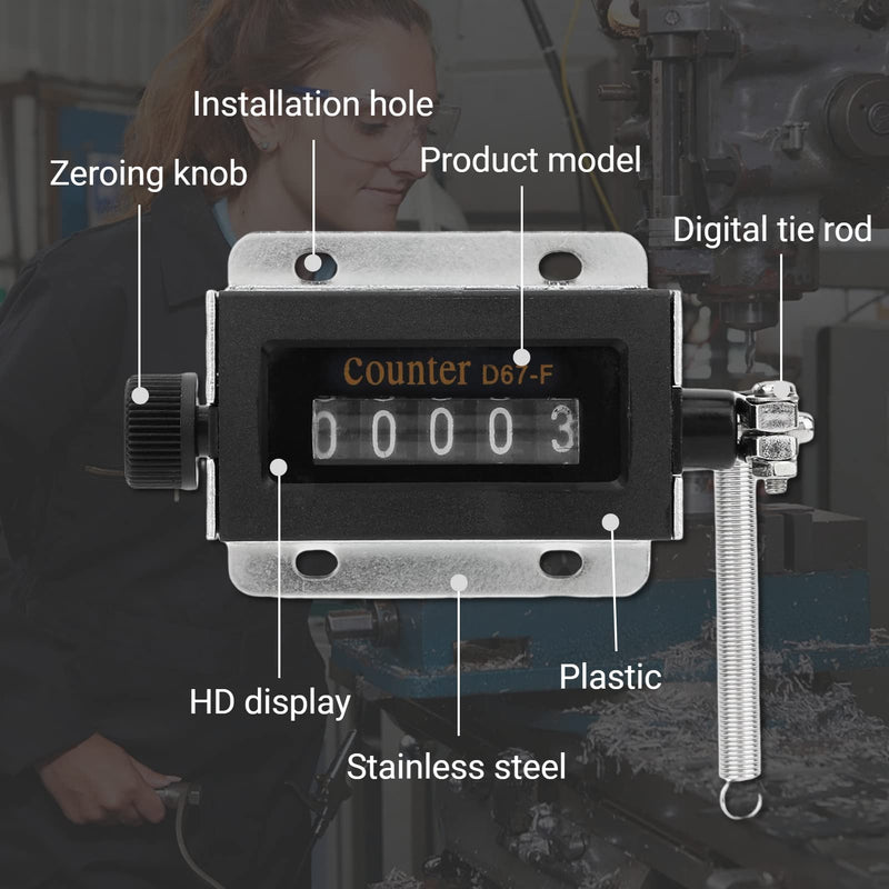[Australia - AusPower] - 5 Digit Mechanical Counter, 0-99999 Resettable Manual Hand Pull Stroke Tally Counter, Professional Mechanical Arithmometer Counter for Textiles Machinery Winding Hill 
