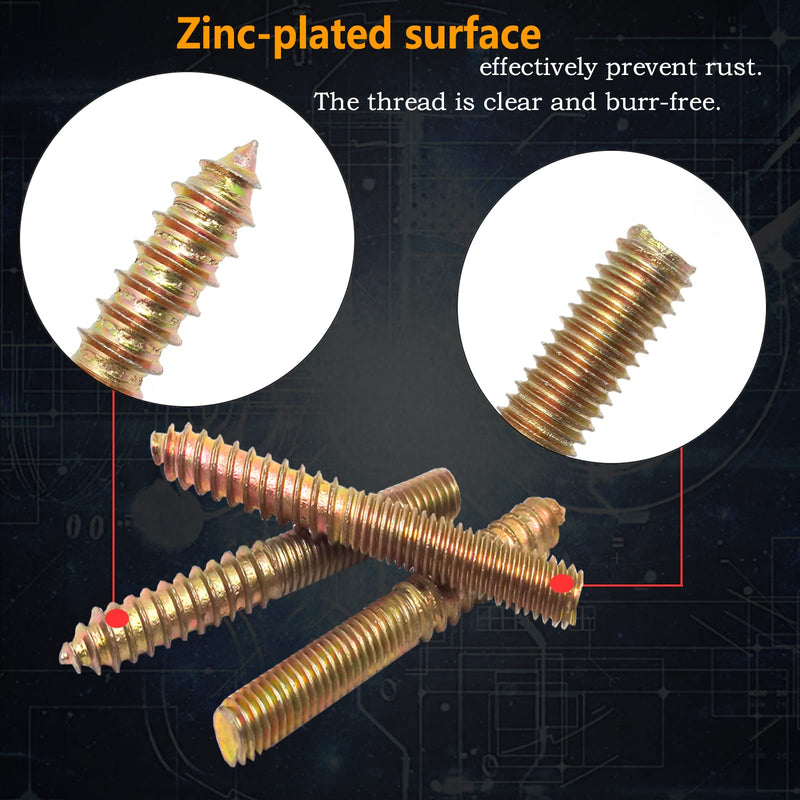 [Australia - AusPower] - 10Pcs Hanger Bolts Double Headed Bolts Kit,with (M8x1.25mm) Hanger Bolt Driver, Hanger Bolts for Wood Furniture(M8x60mm) M8x60mm 