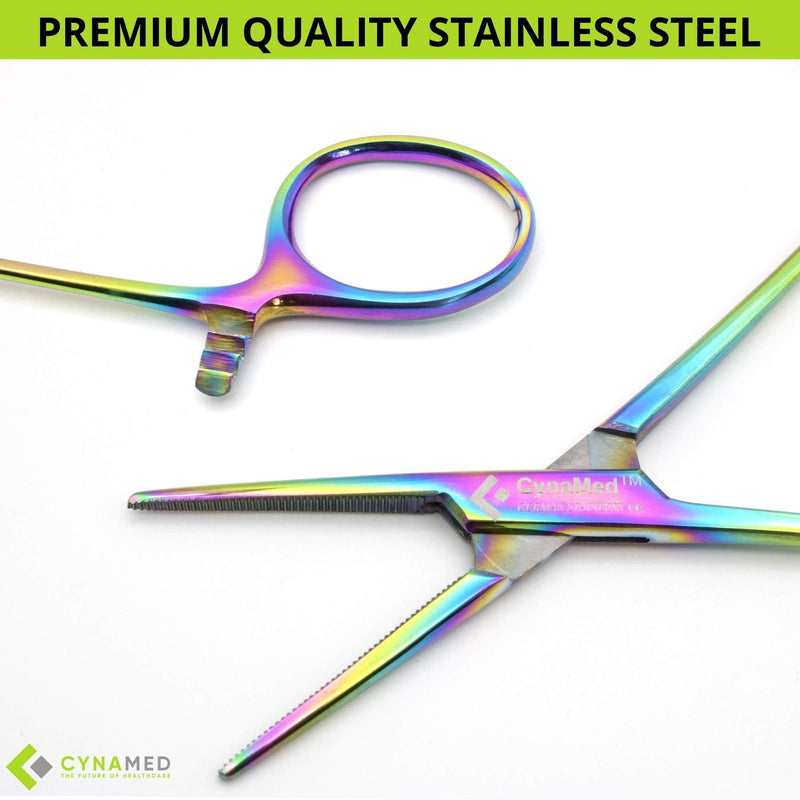 [Australia - AusPower] - Cynamed Set of 2 Artzone Multi Color Hemostat Forceps with Serrated Jaws, Stainless Steel Rainbow Pliers - 3.5 inch X-Small Forceps - 3.5 in. 