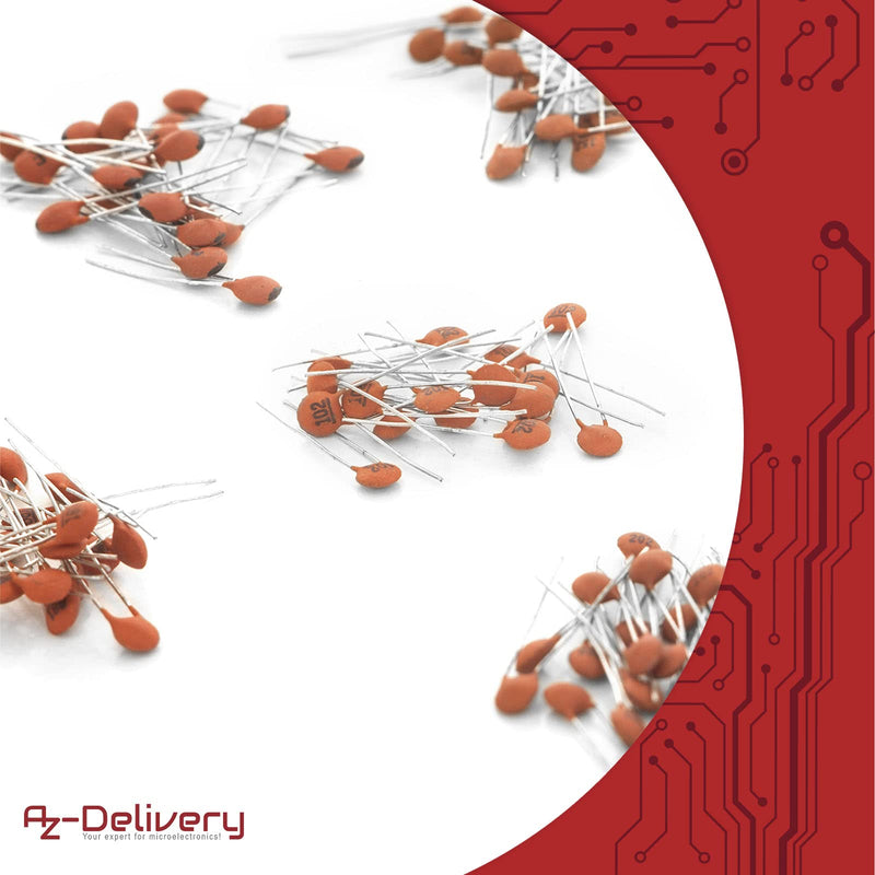 AZDelivery Capacitor Assortment Ceramic Capacitors 1000 Pieces 50 Varieties 20 Pieces Compatible with Arduino 1