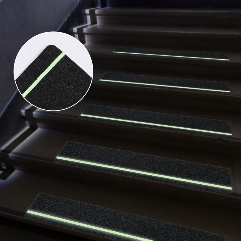Anti Slip Tape with Glow in The Dark Stripe 6Inch x 20FT Best Grip Non Slip Strips Tape High Traction Abrasive Adhesive for Step 6inx20ft
