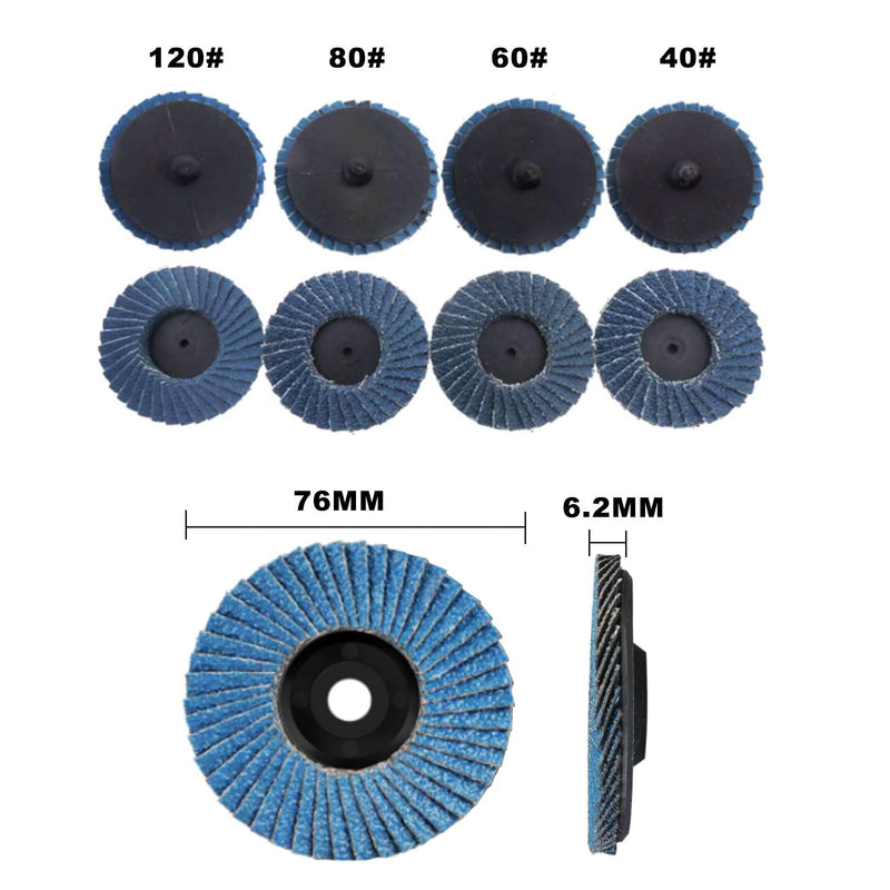 [Australia - AusPower] - HAPPOW Pack of 12 Flap Discs 76 mm, Sanding Discs for Angle Grinder, 3 Inch Flap Disc, Grit 40/60/80/120, Flap Grinder Set for 10.8-12 V Angle Grinder (Blue) 3 inches 