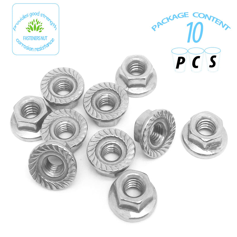 [Australia - AusPower] - 10pcs 304 Stainless Steel Flange Nuts,Left Hand Hex Flange Lock Nuts(M5x0.8mm) M5x0.8mm 