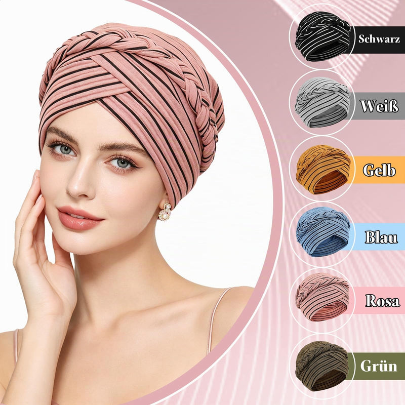 XEPST Afrikanischen Turban, Chemo Kopfbedeckung Damen, Turban Damen Kopftücher für Krebspatienten Kopfbedeckung Olive green, turmeric