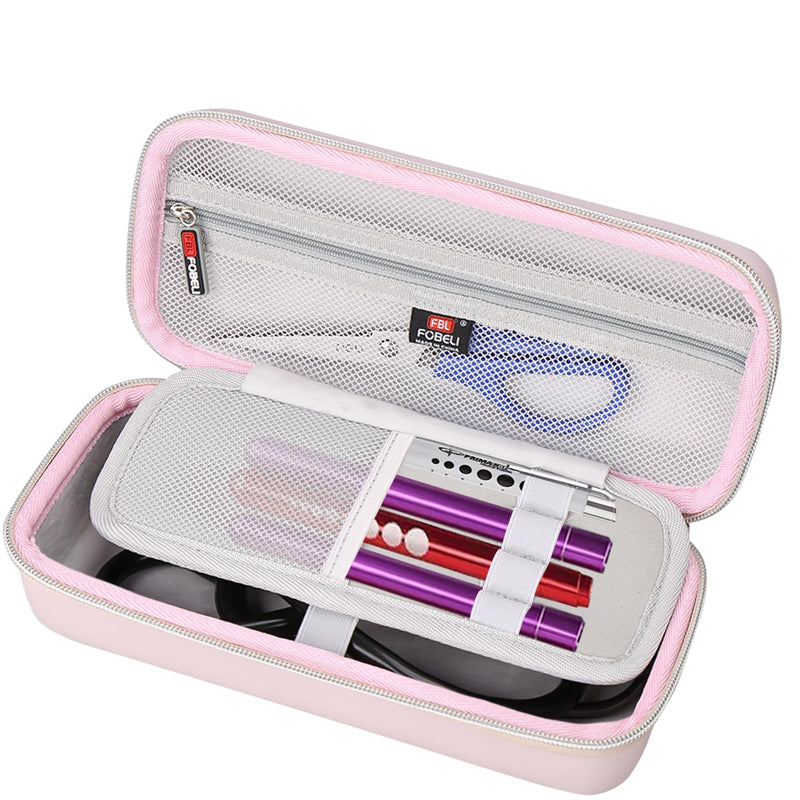 [Australia - AusPower] - Stethoscope Case Compatible with 3M Littmann Classic III/Lightweight II S.E/MDF Acoustica Deluxe Stethoscopes, includes Mesh Pocket for Nurse Accessories for Work (Pink) Pink 