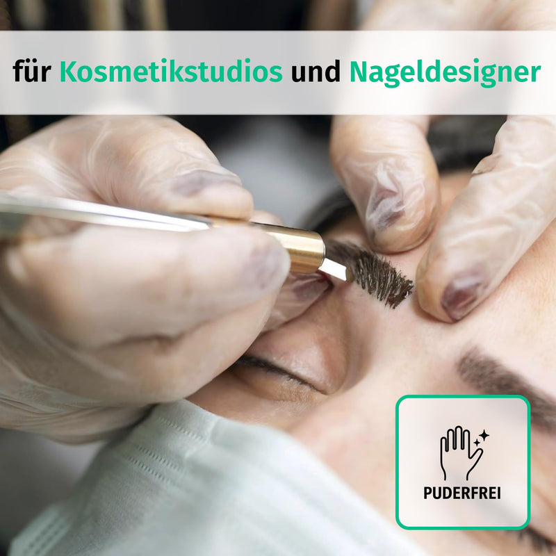 Vinyl Gloves Box of 100, Disposable Examination Gloves, Powder-Free Vinyl Gloves, Latex-Free, Non-Sterile, Medium, Transparent | Latexfreie Einweghandschuhe für Pflege, Untersuchung, Reinigung, Küche, Kosmetik und Haushalt; für Gewerbe und Alltag