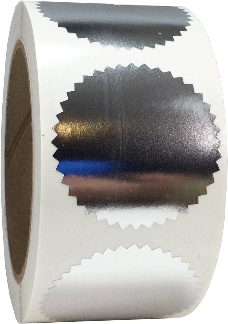 Envelope Package Seals Serrated Edge Color Coding Labels Metallic Silver Certificate Award Stickers 2 Inch Round 500 Total Adhesive Stickers