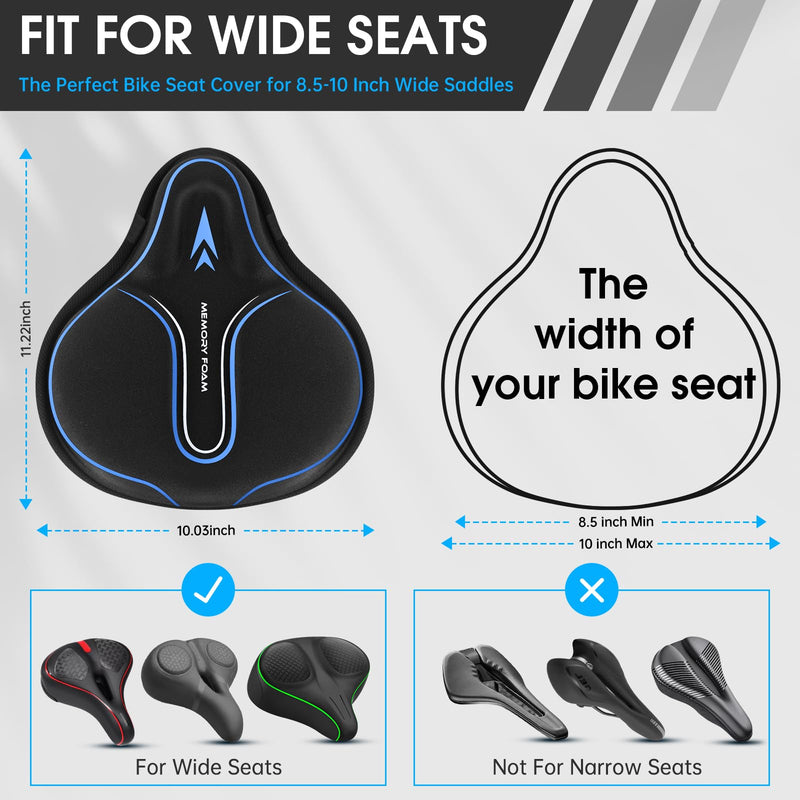 Memory Foam Bike Seat Cover Padded, Soft Bike Cushion for Men & Women, Comfortable Bike Accessories for Bike, Outdoor Indoor Cycling Blue