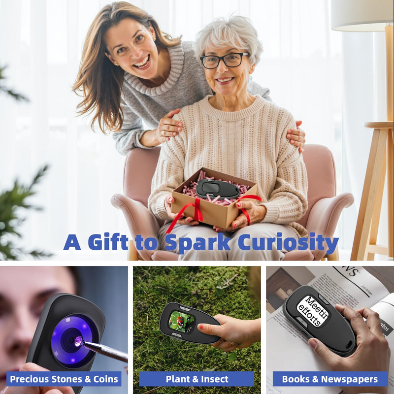 [Australia - AusPower] - Luvan Mobile Phone Microscope, Portable Microscope, 200X Portable Pocket Microscope, 2.0 Inch IPS Colour Display, 2 Light Source Modes, 1 Megapixel, Built-in LED, Seniors 