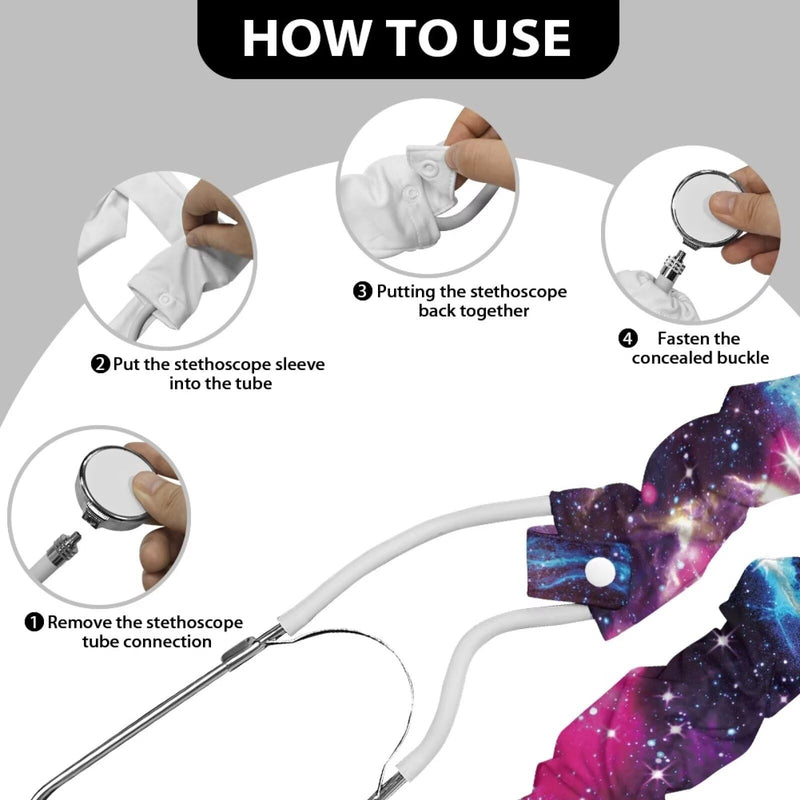 [Australia - AusPower] - Babrukda Purple Galaxy Stethoscope Covers for Nurses Doctors Stethoscope Accessories Stretchy Stethophone Cover Scrunchie with Elastic Bottom Snaps Universal 1 Pack 