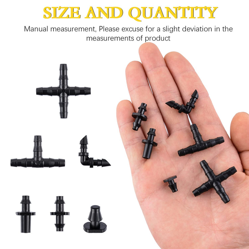 [Australia - AusPower] - 280 Pcs Barbed Connectors Irrigation Fittings Kit,Drip Irrigation Barbed Connectors 1/4''Tubing Fittings Kit for Flower Pot Garden Lawn(Straight Barbs,Single Barbs,Tees,Elbows,End Plug,4-Way Coupling) 