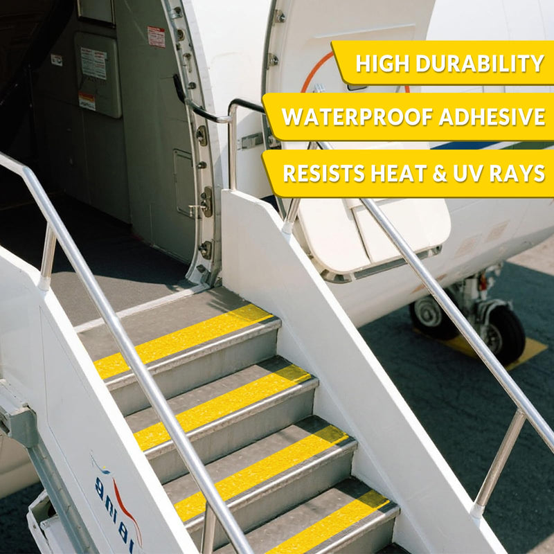 LifeGrip Anti-Slip Tape, Aluminum-Backed Grip Tape, Heavy Duty Safety Non-Slip Tape for Irregular or Textured Stair Step Tread Outdoor, Waterproof Non Skid Roll, 1" X 60' Yellow, Easy to Install 1" X 60'