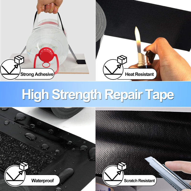 4.5Inch × 40FT RV Awning Repair Tape with Scissors, Outdoor Heavy Duty Repair Tape for Tarp, Tent, Boat Cover, Canvas, Sail Tape, Waterproof, UVproof and Heat-Resistant Tear Repair Pctch Kit Black 1