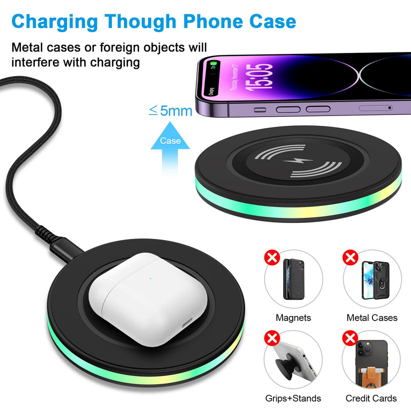 [Australia - AusPower] - 15W Samsung Wireless Charger Fast Charging for Samsung Galaxy S24 S23 Ultra S22+ S21 S20 FE S10 S9, Wireless Charger Pad Phone Charging Station for iPhone 15 14 13 12 11, Google Pixel 8 Pro 7a 6 Pro 1-Pack Black 