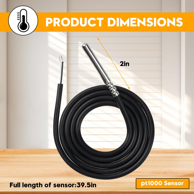 [Australia - AusPower] - PT1000 Temperature Sensor Compatible with Solar Water Heater Controller, Replacement Part for Sun Earth 0301U. T1 Sensor and More, Water Temperature Sensor for Solar Hot Water Heater System, 1 Pack 