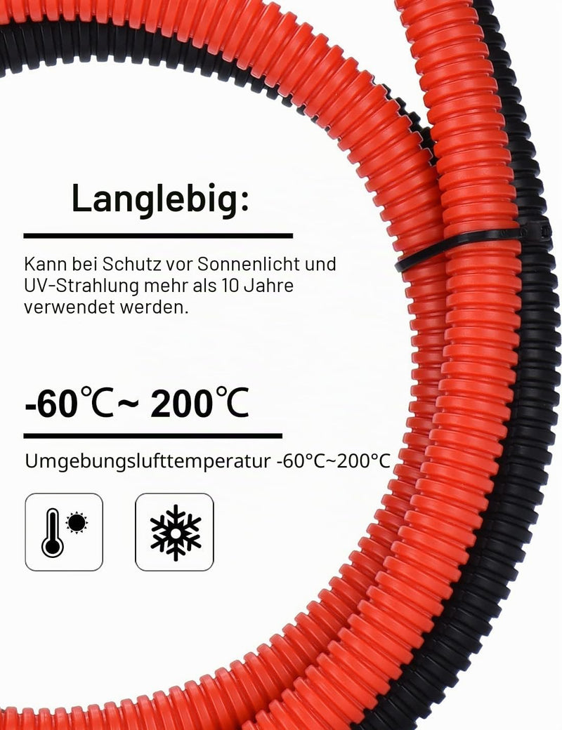 DIHOOL Battery Cable 50 mm2 M8 50 cm 0 AWG Silicone Cable Corrugated Pipe Cable Tube Soft and Flexible Heat Resistant 0AWG-50MM2