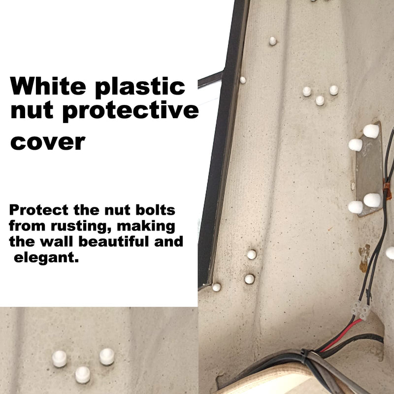 [Australia - AusPower] - Plastic Nut and Bolt Protection Dome Cover, White Hex Nut Protective Caps Cover, No Thread, M12 x 18mm, 100 PCS 