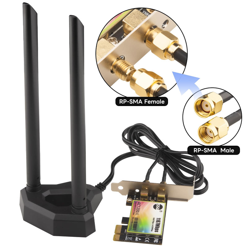 OmniDirectional 2.4GHz/5.8GHz WiFi Bluetooth Antenna Powerful Magnetic Base with 150 cm Extension Cable